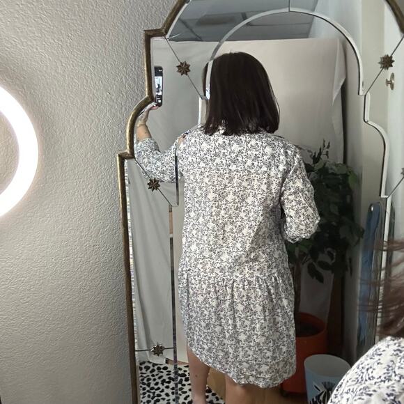 Grayson Floral Long Sleeve Mini Shirt Dress Gray 3 - Picture 5 of 7